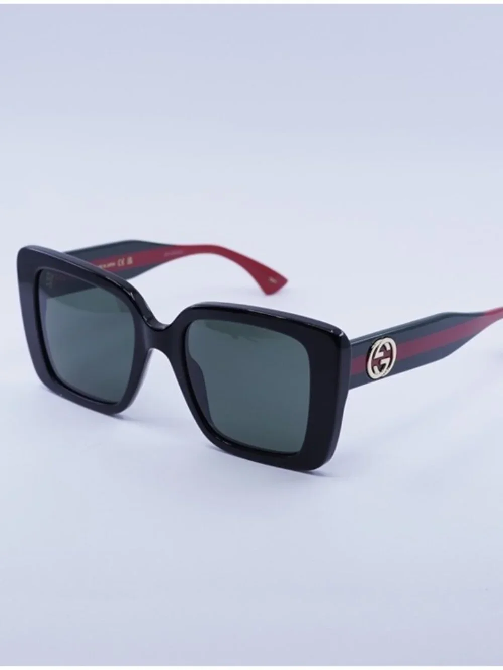 Gucci GG1861S 001 Sunglasses Shiny Black Square Frame, Grey Lenses
